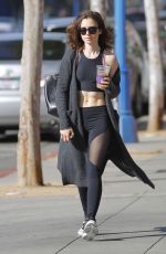 LILY COLLINS Leaves a Gym in Beverly Hills 03/30/2017