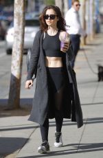 LILY COLLINS Leaves a Gym in Beverly Hills 03/30/2017