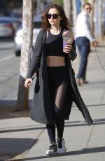 LILY COLLINS Leaves a Gym in Beverly Hills 03/30/2017