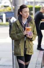 LILY COLLINS Out and About in Beverly Hills 03/25/2017