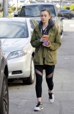 LILY COLLINS Out and About in Beverly Hills 03/25/2017