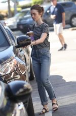 LILY COLLINS Out for Coffee from Coffee Bean in West Hollywood 03/14/2017
