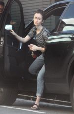 LILY COLLINS Out for Coffee from Coffee Bean in West Hollywood 03/14/2017