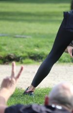 MICHELLE HUNZIKER on the Set of a Commercial in Milan 03/14/2017
