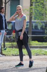 MICHELLE HUNZIKER on the Set of a Commercial in Milan 03/14/2017