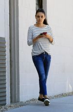 MILA KUNIS in Jeans and a Makeup Free Out in Beverly Hills 03/24/2017