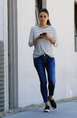MILA KUNIS in Jeans and a Makeup Free Out in Beverly Hills 03/24/2017