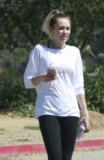 MILEY CYRUS Out Hikkinig at a Park in Los Angeles 03/16/2017