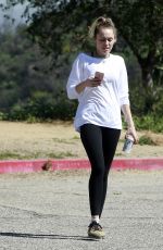 MILEY CYRUS Out Hikkinig at a Park in Los Angeles 03/16/2017