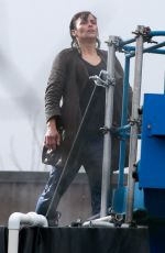 PAULA PATTON on the Set of Spmwhere Between in Vancouver 03/09/2017