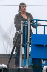 PAULA PATTON on the Set of Spmwhere Between in Vancouver 03/09/2017