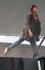 PAULA PATTON on the Set of Spmwhere Between in Vancouver 03/09/2017