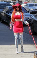 PHOEBE PRICE Walks Her Dog Out in Beverly Hills 03/29/2017