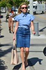 REESE WITHERSPOON in Denim Skirt Out in Los Angeles 03/08/2017