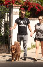 AMANDA SEYFRIED and Thomas Sadoski Walk Their Dog Out in Los Angeles 04/14/2017