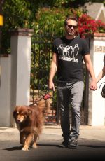 AMANDA SEYFRIED and Thomas Sadoski Walk Their Dog Out in Los Angeles 04/14/2017
