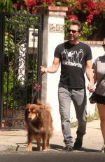 AMANDA SEYFRIED and Thomas Sadoski Walk Their Dog Out in Los Angeles 04/14/2017