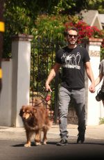 AMANDA SEYFRIED and Thomas Sadoski Walk Their Dog Out in Los Angeles 04/14/2017