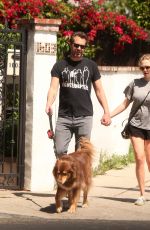 AMANDA SEYFRIED and Thomas Sadoski Walk Their Dog Out in Los Angeles 04/14/2017