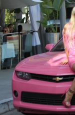 ANGELIQUE FRENCHY MORGAN in Tight Dress Out in Beverly Hills 04/05/2017