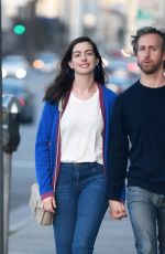 ANNE HATHAWAY and Adam Shulman Out for Dinner in Los Angeles 04/07/2017