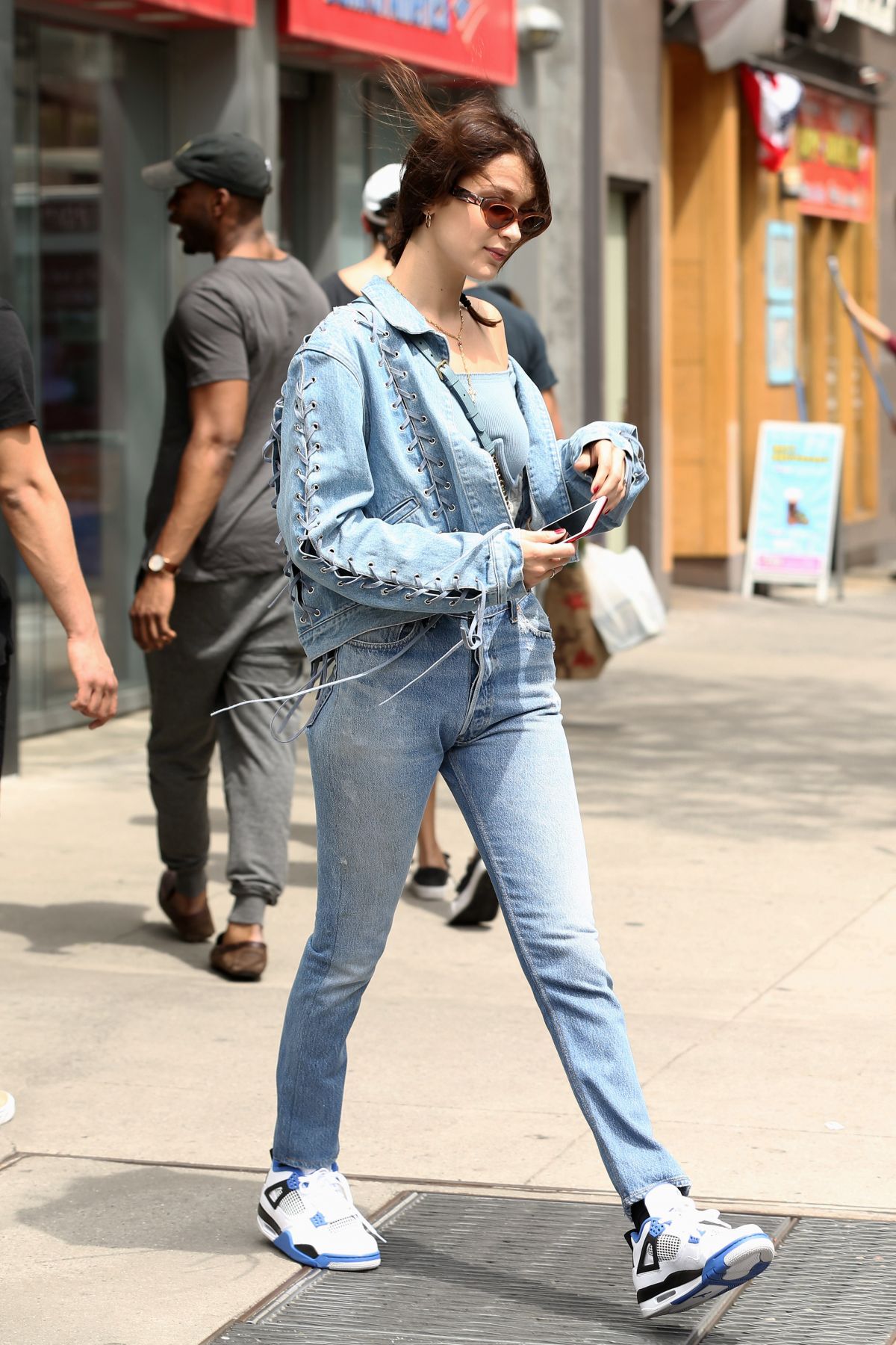 BELLA HADID in Jeans Leaves Her Apartment in New York 04/29/2017 ...