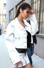 BELLA HADID in Short Skirt Out in New York 04/05/2017