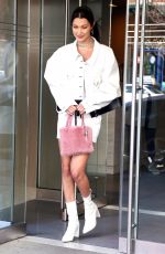 BELLA HADID in Short Skirt Out in New York 04/05/2017