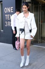 BELLA HADID in Short Skirt Out in New York 04/05/2017