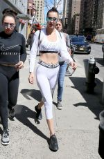 BELLA HADID in Tights Out in New York 04/08/2017