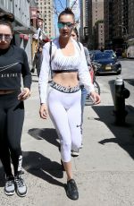 BELLA HADID in Tights Out in New York 04/08/2017