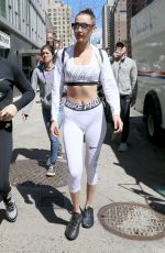 BELLA HADID in Tights Out in New York 04/08/2017