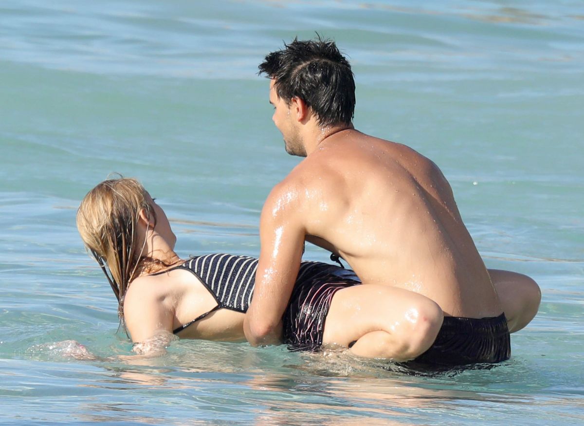 BILLIE LOURD and Taylor Lautner at a Beach in St. Barts 04/09/2017.