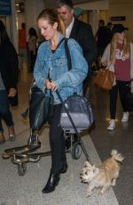 BRTTANY SNOW with Her Dog at LAX Airport in Los Angeles 04/07/2017