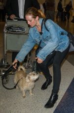 BRTTANY SNOW with Her Dog at LAX Airport in Los Angeles 04/07/2017