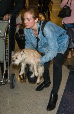BRTTANY SNOW with Her Dog at LAX Airport in Los Angeles 04/07/2017