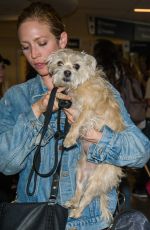 BRTTANY SNOW with Her Dog at LAX Airport in Los Angeles 04/07/2017