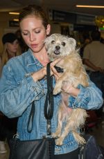 BRTTANY SNOW with Her Dog at LAX Airport in Los Angeles 04/07/2017