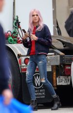 CARA DELEVINGNE on the Set of Life in a Year in Toronto, April 2017