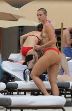 CHANTEL JEFFRIES and YESJULZDJ in Bikinis on the Beach in Miami 04/25/2017