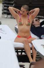 CHANTEL JEFFRIES and YESJULZDJ in Bikinis on the Beach in Miami 04/25/2017
