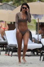 CHANTEL JEFFRIES and YESJULZDJ in Bikinis on the Beach in Miami 04/25/2017