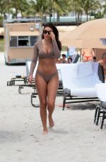 CHANTEL JEFFRIES and YESJULZDJ in Bikinis on the Beach in Miami 04/25/2017