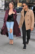 CHRISSY TEIGEN in Ripped Jeans Out in New York 04/26/2017