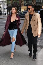 CHRISSY TEIGEN in Ripped Jeans Out in New York 04/26/2017