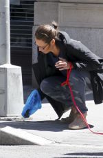 CHRISTY TURLINGTON Out with Her Dog in New York 04/08/2017