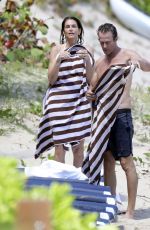 CINDY CRAWFORD in Bikini on the Beach in St. Barts 04/04/2017