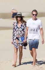 CINDY CRAWFORD Out Walk at a Beach in St. Barts 04/05/2017