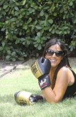 CLAUDIA ROMANI on the Set of a Photoshoot with Boxing Gloves in Miami 04/02/2017