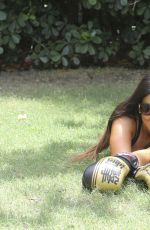 CLAUDIA ROMANI on the Set of a Photoshoot with Boxing Gloves in Miami 04/02/2017